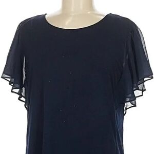 Calvin Klein Sheer Flutter Sleeve Top